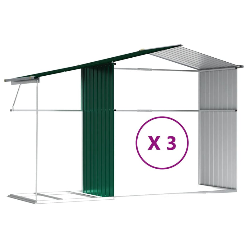 Garden Shed Green 277x365.5x179 cm Galvanised Steel