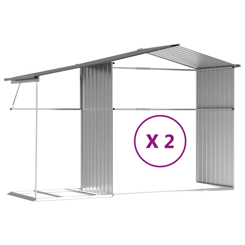 Garden Shed Grey 277x279x179 cm Galvanised Steel