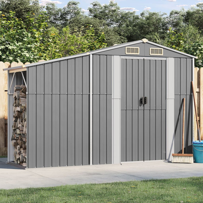 Garden Shed Grey 277x93x179 cm Galvanised Steel