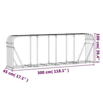 Log Holder Green 300x45x100 cm Galvanised Steel