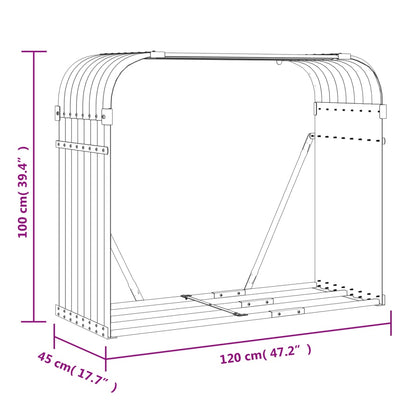 Log Holder Light Grey 120x45x100 cm Galvanised Steel