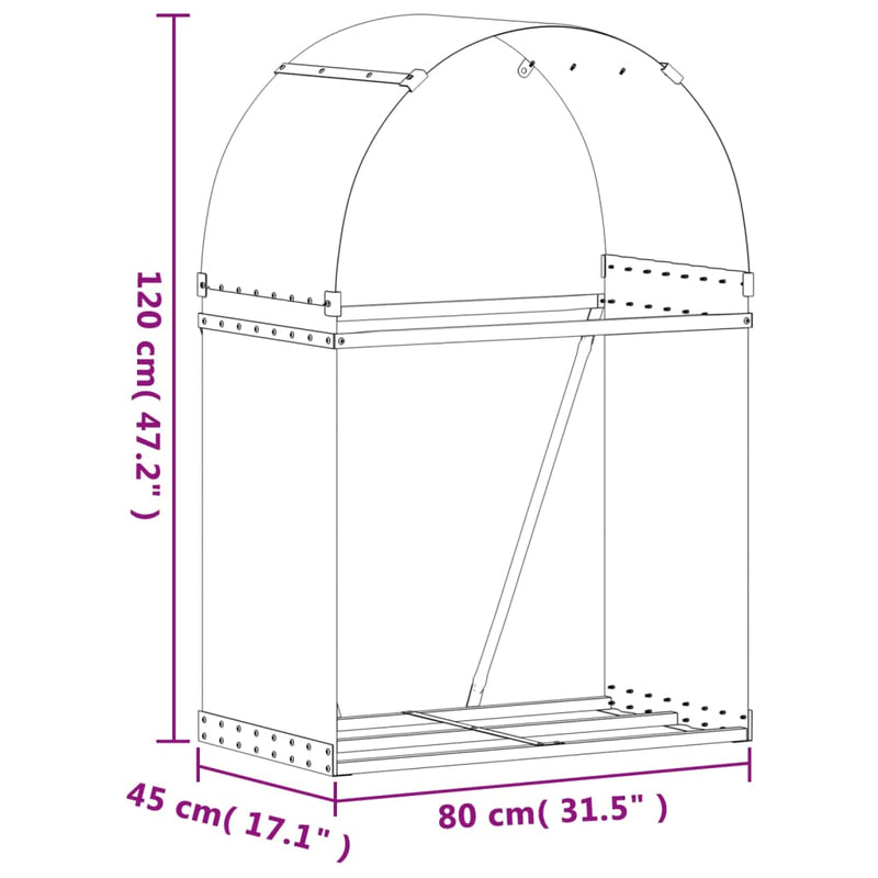 Log Holder Anthracite 80x45x120 cm Galvanised Steel