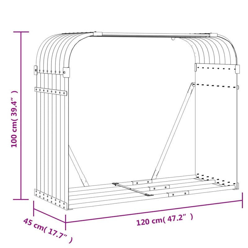 Log Holder Anthracite 120x45x100 cm Galvanised Steel