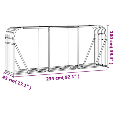 Log Holder Anthracite 234x45x100 cm Galvanised Steel