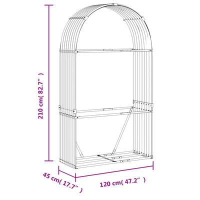 Log Holder Brown 120x45x210 cm Galvanised Steel