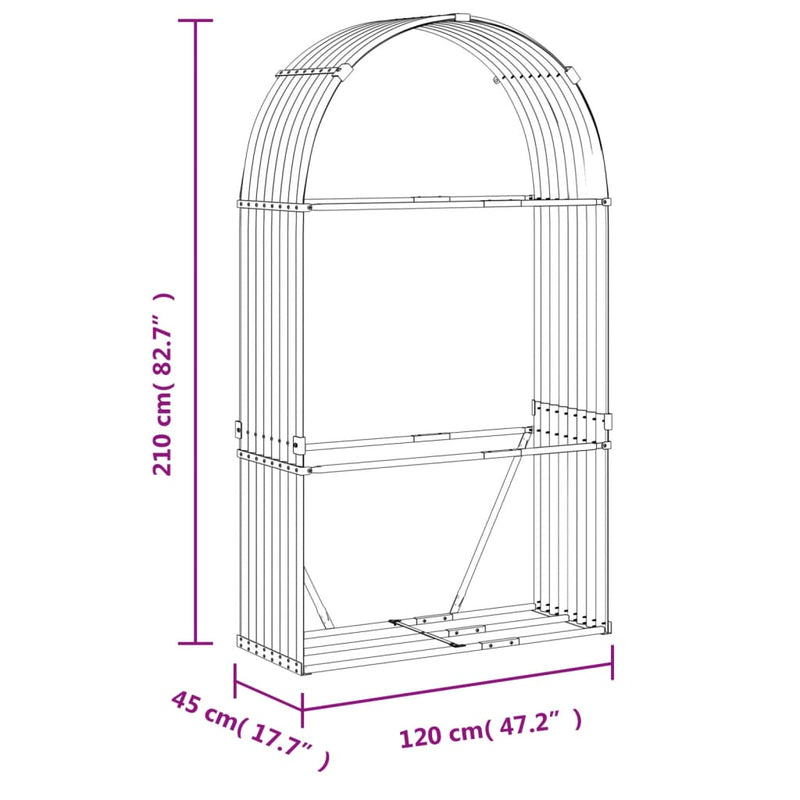 Log Holder Light Brown 120x45x210 cm Galvanised Steel