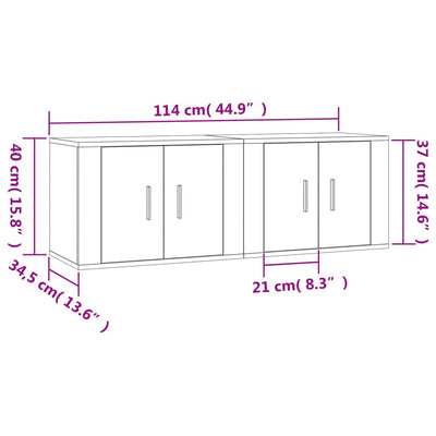 Wall-mounted TV Cabinets 2 pcs Black 57x34.5x40 cm