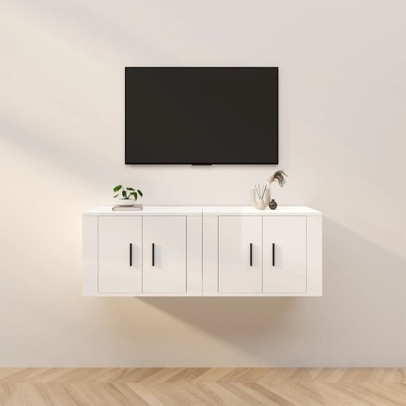 Wall-mounted TV Cabinets 2 pcs High Gloss White 57x34.5x40 cm