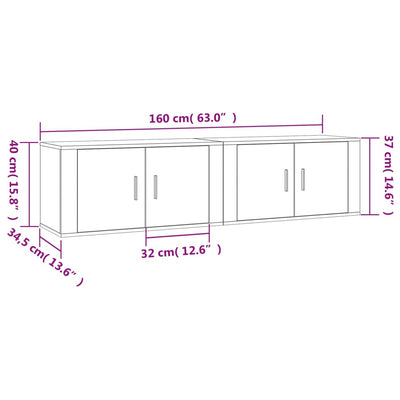 Wall-mounted TV Cabinets 2 pcs White 80x34.5x40 cm