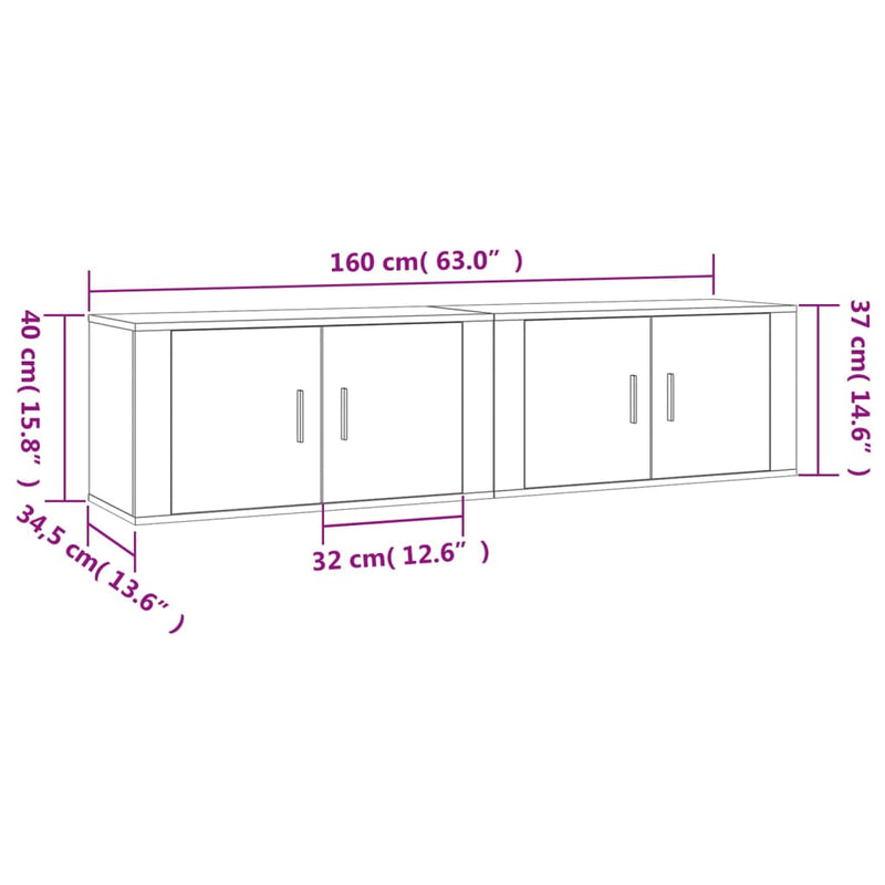 Wall-mounted TV Cabinets 2 pcs White 80x34.5x40 cm