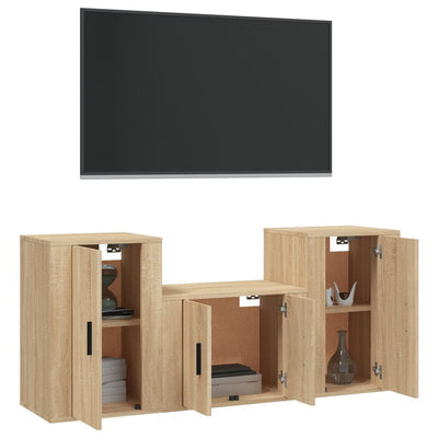 3 Piece TV Cabinet Set Sonoma Oak Engineered Wood