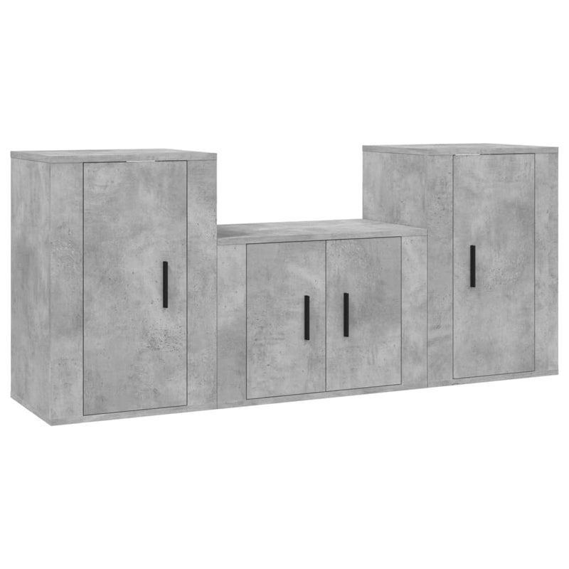 3 Piece TV Cabinet Set Concrete Grey Engineered Wood