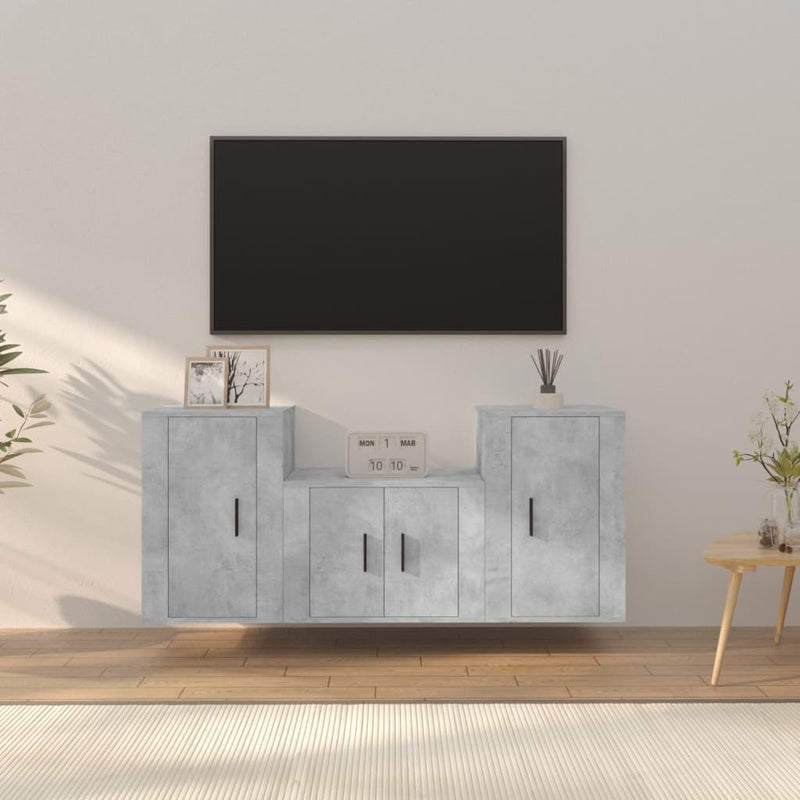 3 Piece TV Cabinet Set Concrete Grey Engineered Wood