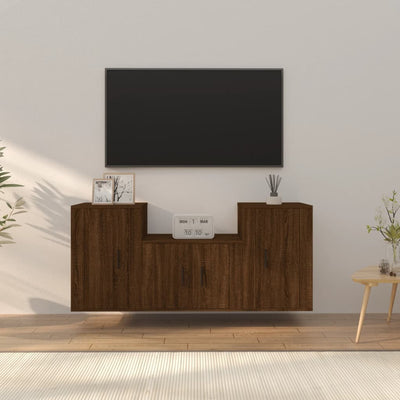 3 Piece TV Cabinet Set Brown Oak Engineered Wood