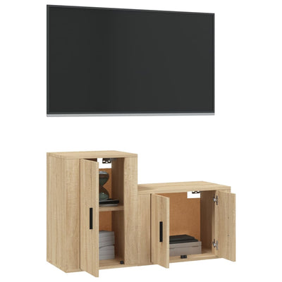 2 Piece TV Cabinet Set Sonoma Oak Engineered Wood