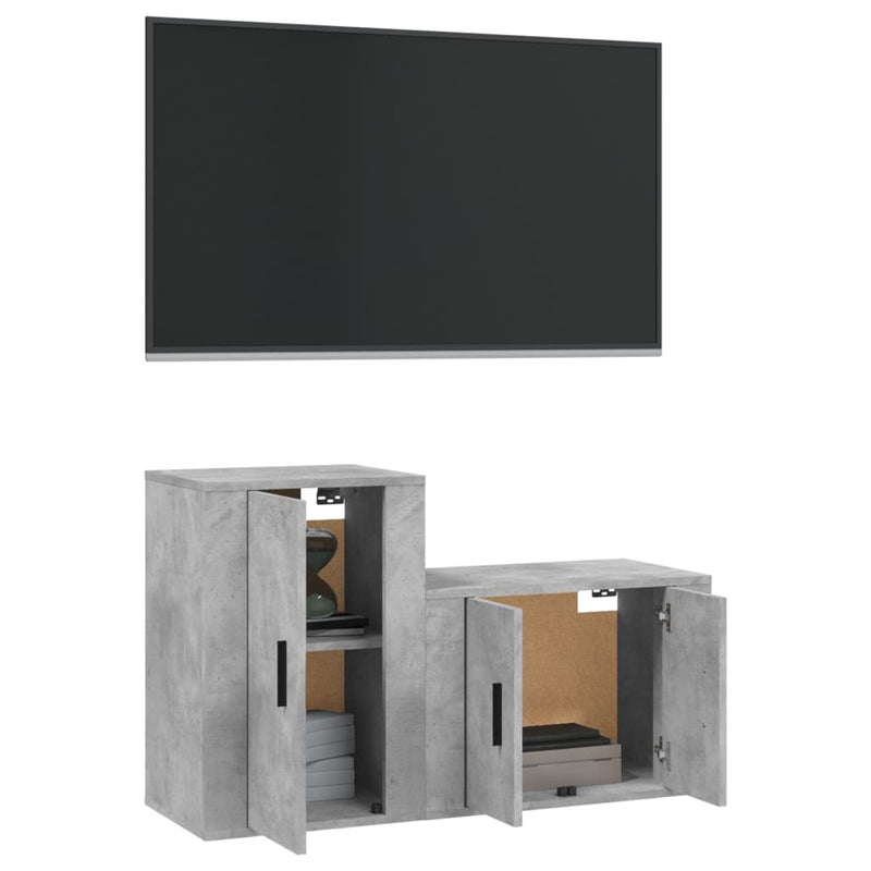 2 Piece TV Cabinet Set Concrete Grey Engineered Wood