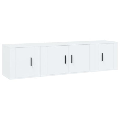 3 Piece TV Cabinet Set White Engineered Wood