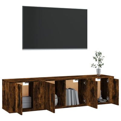 3 Piece TV Cabinet Set Smoked Oak Engineered Wood