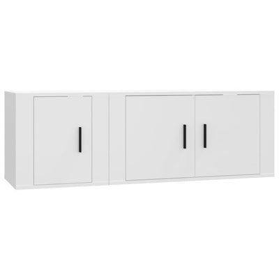 2 Piece TV Cabinet Set White Engineered Wood