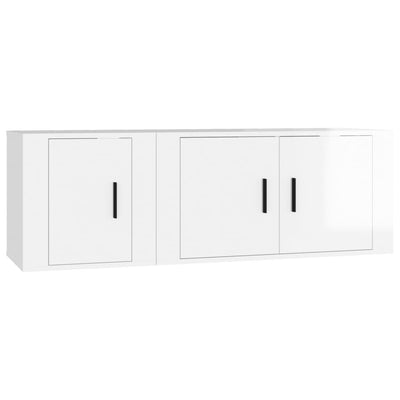 2 Piece TV Cabinet Set High Gloss White Engineered Wood