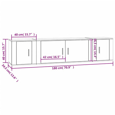 3 Piece TV Cabinet Set Grey Sonoma Engineered Wood