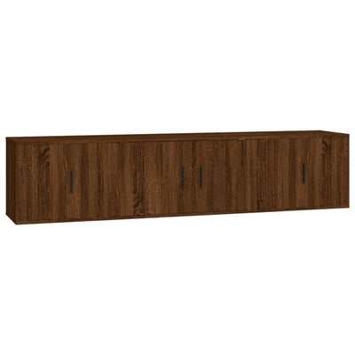 3 Piece TV Cabinet Set Brown Oak Engineered Wood