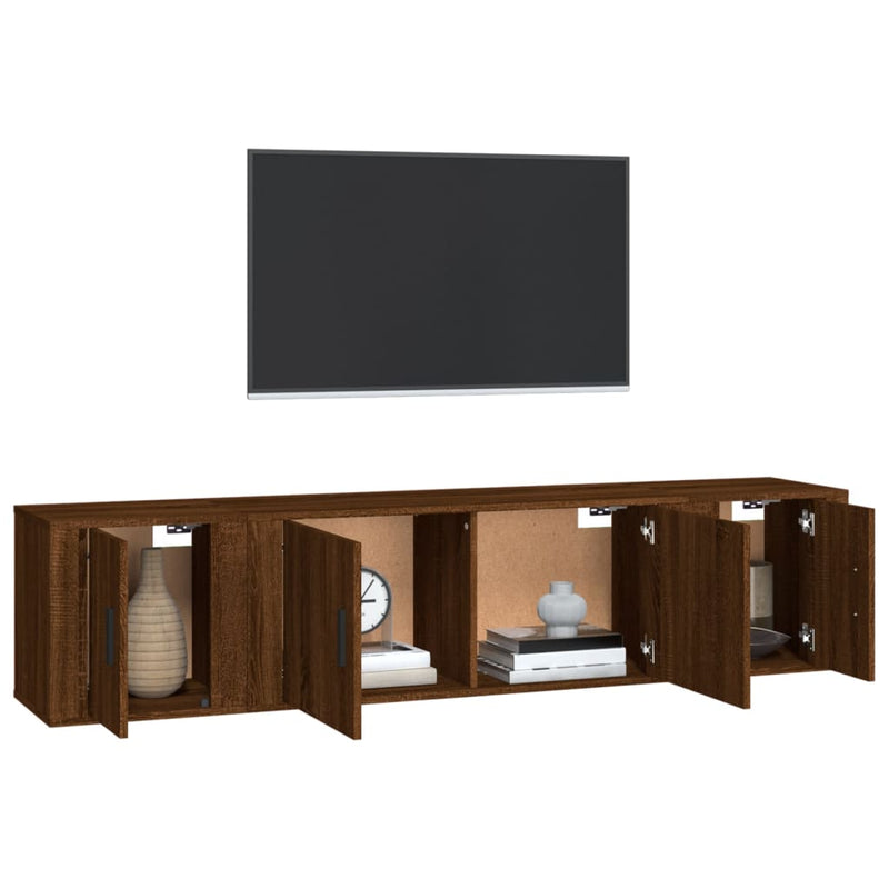 3 Piece TV Cabinet Set Brown Oak Engineered Wood