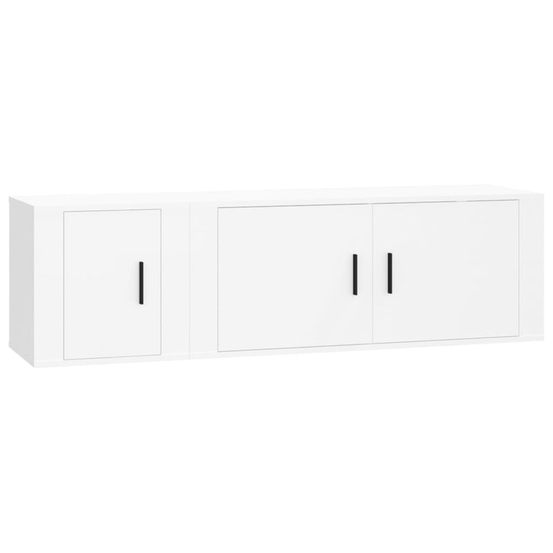 2 Piece TV Cabinet Set White Engineered Wood