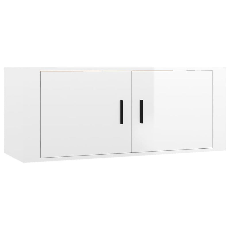 2 Piece TV Cabinet Set High Gloss White Engineered Wood