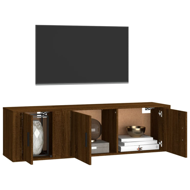 2 Piece TV Cabinet Set Brown Oak Engineered Wood