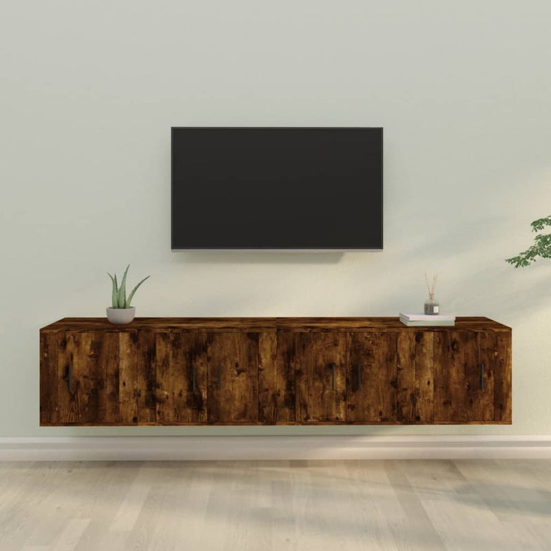 4 Piece TV Cabinet Set Smoked Oak Engineered Wood