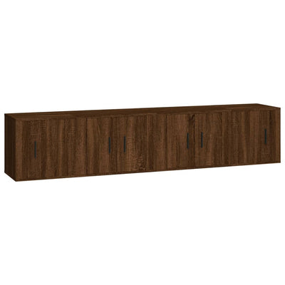 4 Piece TV Cabinet Set Brown Oak Engineered Wood