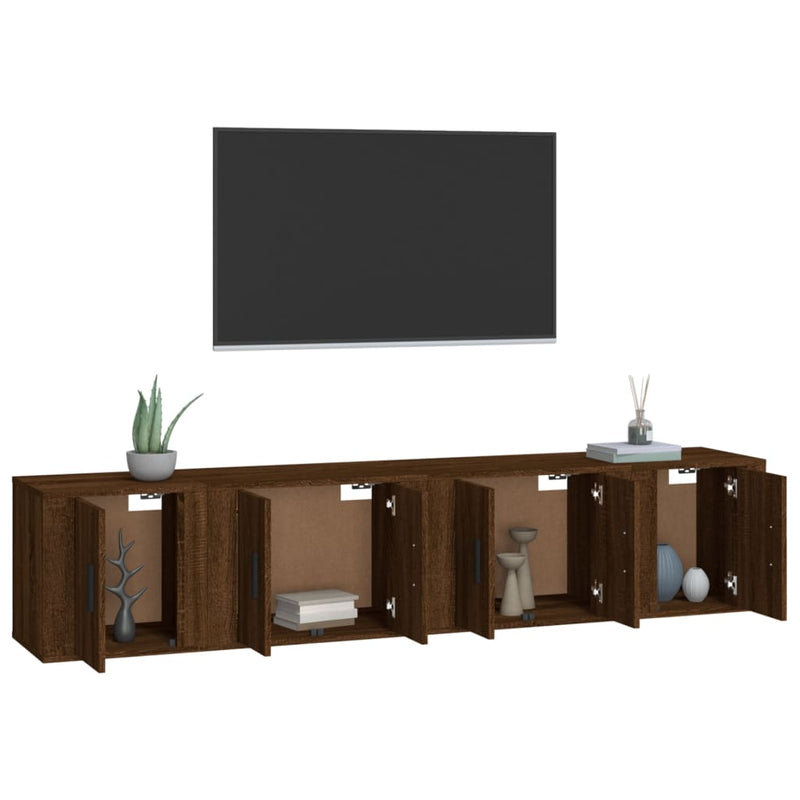 4 Piece TV Cabinet Set Brown Oak Engineered Wood