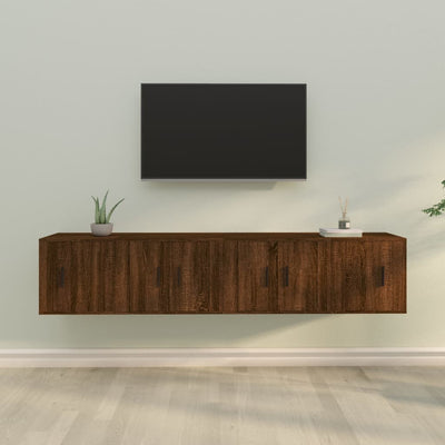 4 Piece TV Cabinet Set Brown Oak Engineered Wood