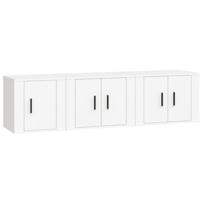 3 Piece TV Cabinet Set White Engineered Wood