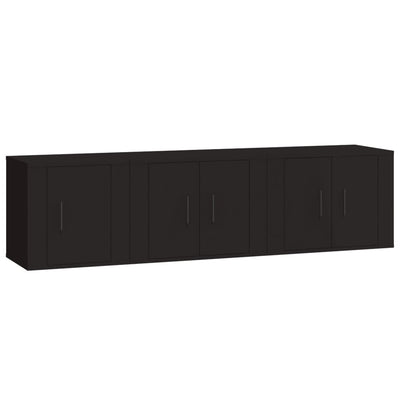 3 Piece TV Cabinet Set Black Engineered Wood