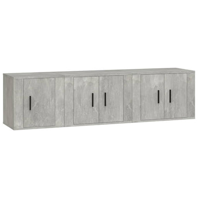 3 Piece TV Cabinet Set Concrete Grey Engineered Wood