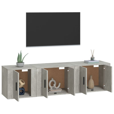 3 Piece TV Cabinet Set Concrete Grey Engineered Wood