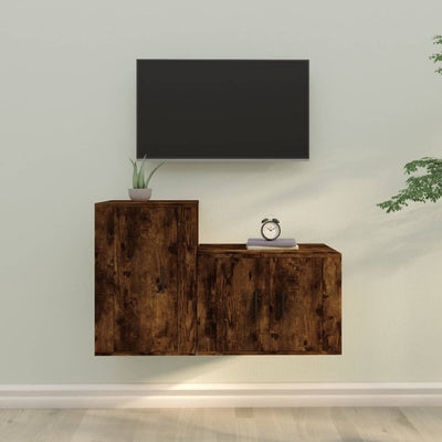 2 Piece TV Cabinet Set Smoked Oak Engineered Wood