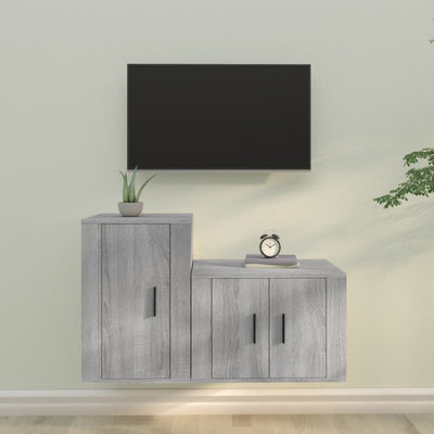 2 Piece TV Cabinet Set Grey Sonoma Engineered Wood