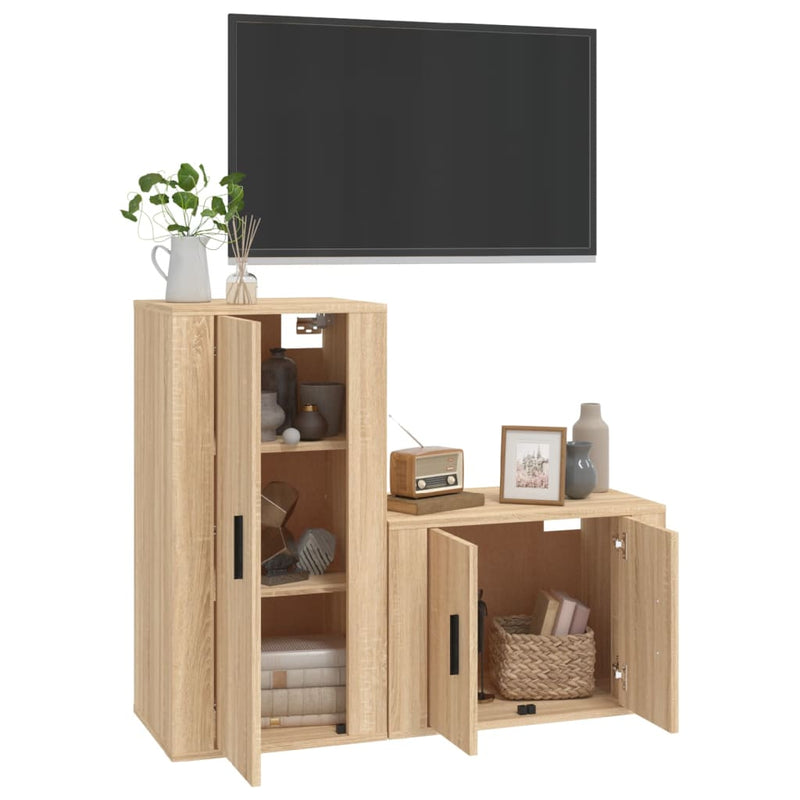 2 Piece TV Cabinet Set Sonoma Oak Engineered Wood