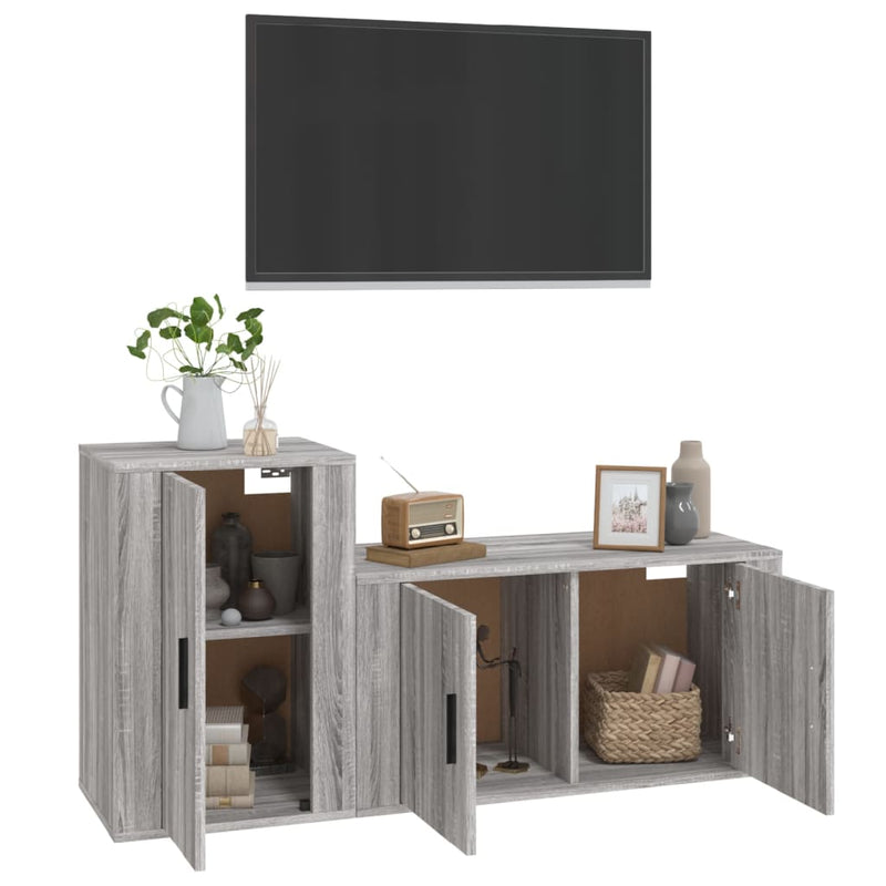 2 Piece TV Cabinet Set Grey Sonoma Engineered Wood