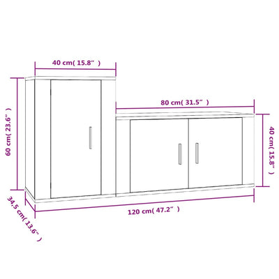 2 Piece TV Cabinet Set Grey Sonoma Engineered Wood