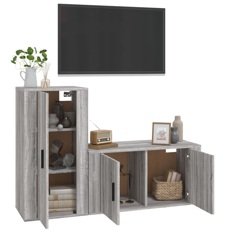 2 Piece TV Cabinet Set Grey Sonoma Engineered Wood