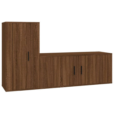 2 Piece TV Cabinet Set Brown Oak Engineered Wood