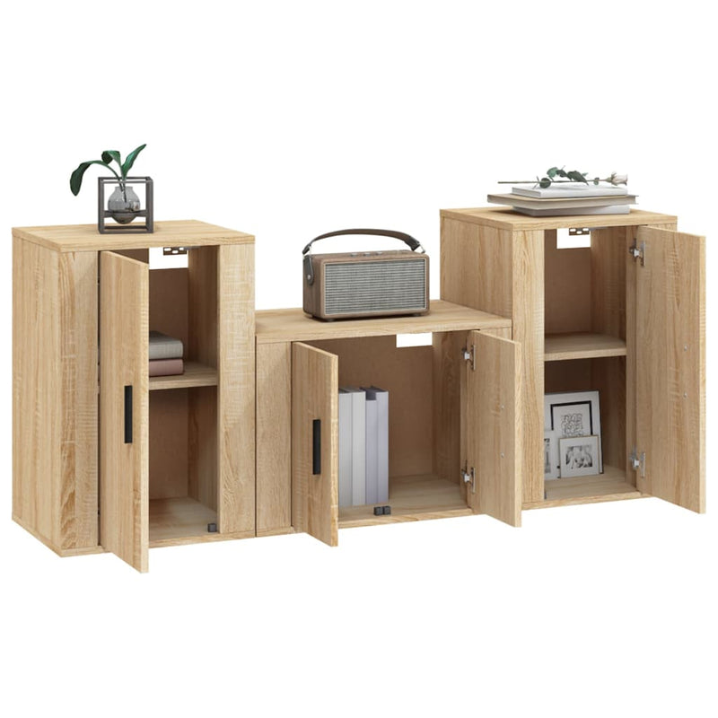 3 Piece TV Cabinet Set Sonoma Oak Engineered Wood