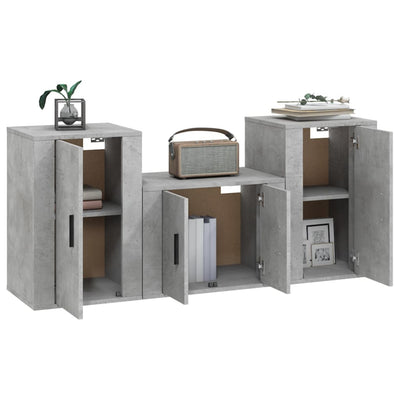 3 Piece TV Cabinet Set Concrete Grey Engineered Wood