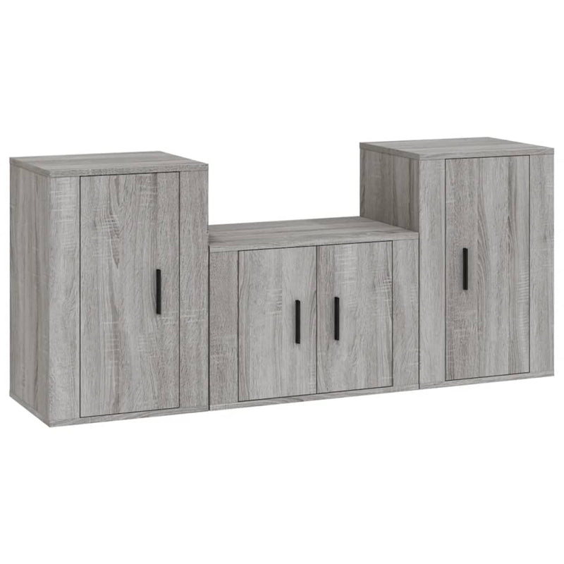 3 Piece TV Cabinet Set Grey Sonoma Engineered Wood