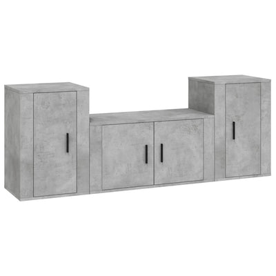 3 Piece TV Cabinet Set Concrete Grey Engineered Wood