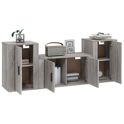 3 Piece TV Cabinet Set Grey Sonoma Engineered Wood